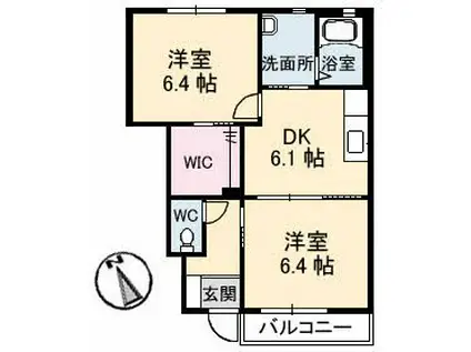 シャーメゾンマニエール(2DK/1階)の間取り写真