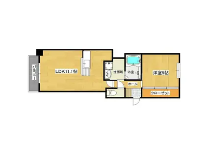 グランドスカイ上之園(1LDK/2階)の間取り写真