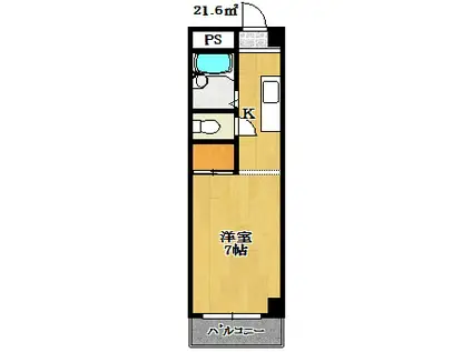 ヴィラパンテオン(1K/1階)の間取り写真