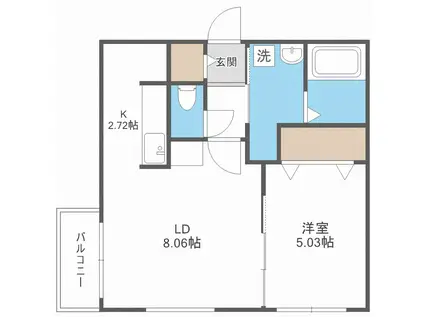 カレラ伏見(1LDK/3階)の間取り写真