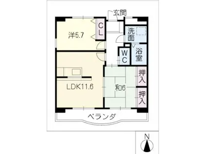 プレステージS・KOZAKAI(2LDK/1階)の間取り写真