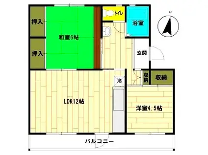 六浦台団地(2LDK/3階)の間取り写真