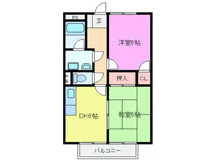 100エーカーの森(2DK/1階)の間取り写真