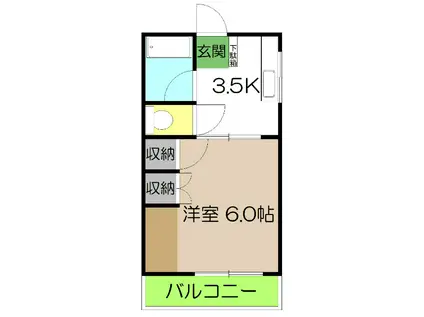 大西コーポI(1K/3階)の間取り写真