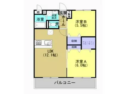 ユーミーベル(2LDK/1階)の間取り写真