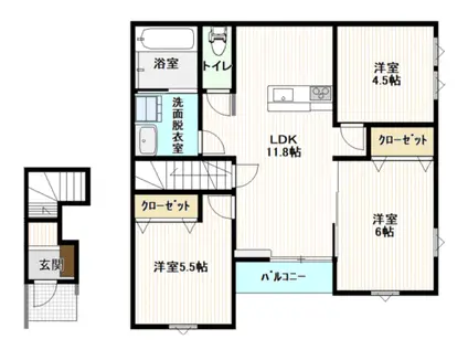 アヴニール向中野I(3LDK/2階)の間取り写真