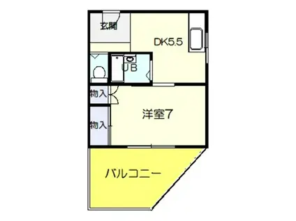 ファイブコート浅香(1DK/3階)の間取り写真