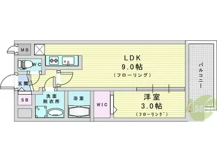 ATTIRANT西三国(1LDK/6階)の間取り写真