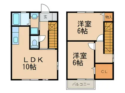 ソレイユ白山(2LDK/1階)の間取り写真