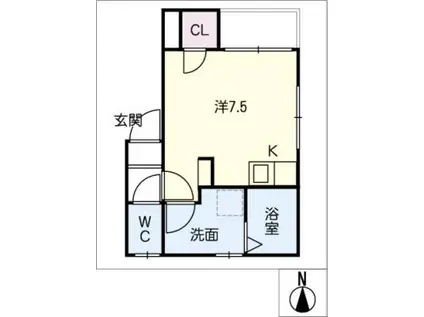 MELDIA大須(ワンルーム/1階)の間取り写真