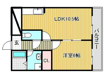 プチフルール千(1LDK/3階)の間取り写真