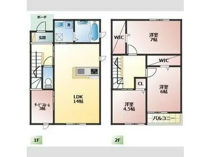 鯉江本町4-135KODATEXI(3LDK/1階)の間取り写真