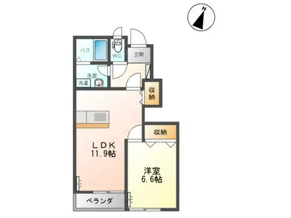 スール ユー(1LDK/1階)の間取り写真