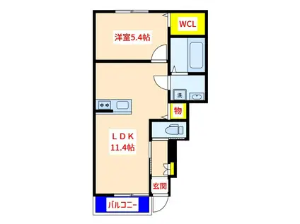 セラディール姫城(1LDK/1階)の間取り写真