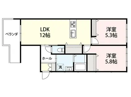 腰越4丁目メゾン(2LDK/3階)の間取り写真