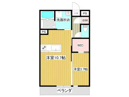 トレス天満C(1LDK/3階)の間取り写真