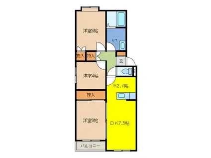 ヒルズハイツ(3LDK/2階)の間取り写真