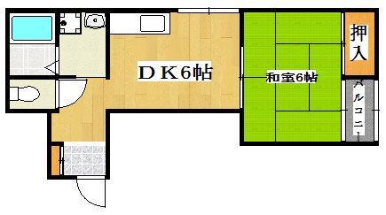 ガーデンパレス(1DK/3階)の間取り写真