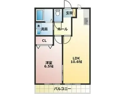 サンルミエール(1LDK/2階)の間取り写真