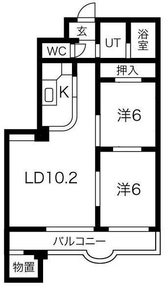 ブルーヴァール平岡(2LDK/3階)の間取り写真