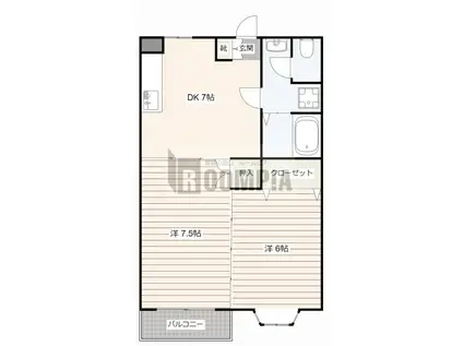 TWINS COOPO P棟(2DK/1階)の間取り写真