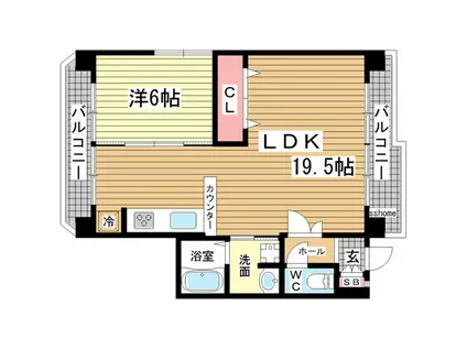 ライオンズマンション六甲口(1LDK/8階)の間取り写真