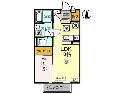 ボナチーア(1LDK/1階)の間取り写真