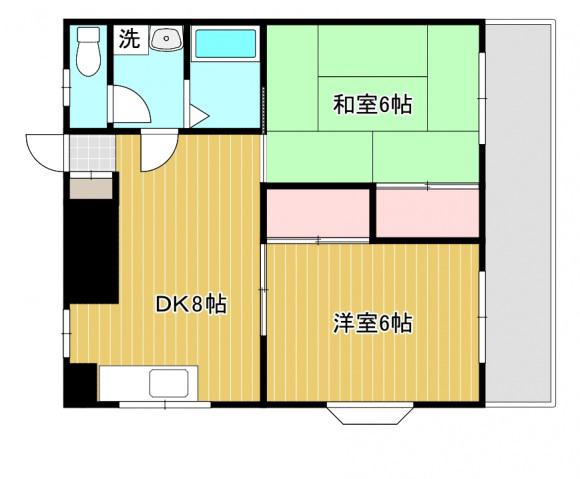 ロイヤル上祇園(2DK/3階)の間取り写真