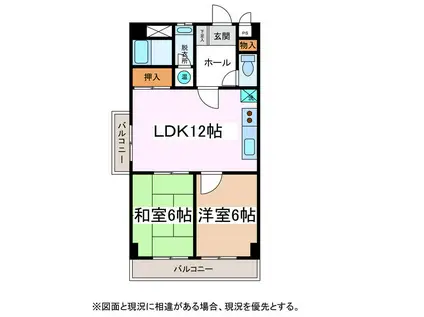 マイタウン松本(2LDK/1階)の間取り写真