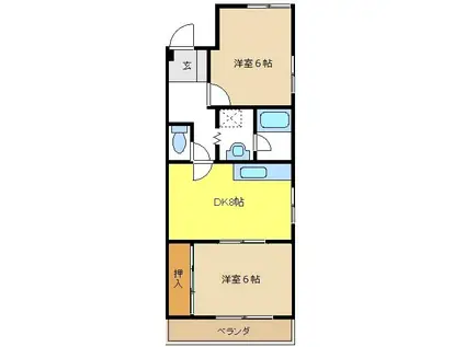 エステート林(1LDK/4階)の間取り写真