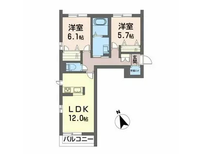 ベレオ コンフォート(2LDK/3階)の間取り写真