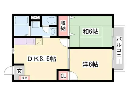 エスポワール・サン(2DK/2階)の間取り写真