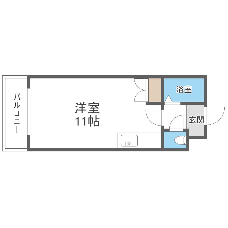 グランドハイツ当別(ワンルーム/2階)の間取り写真