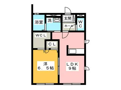 カターニオン(1LDK/2階)の間取り写真