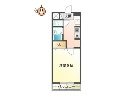 スピカ末広(1DK/2階)の間取り写真