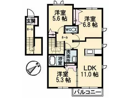 グリーンクレスト(3LDK/2階)の間取り写真