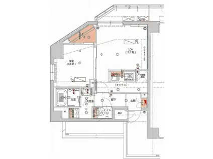 ハーモニーレジデンス神楽坂ヒルズSECOND(1LDK/4階)の間取り写真
