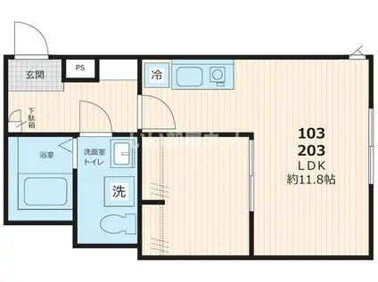 マイレジデンス上尾II(1LDK/2階)の間取り写真
