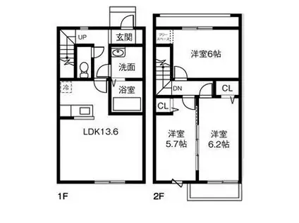 メゾネット竹鼻(3LDK/1階)の間取り写真