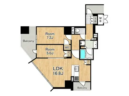 ザ・ファインタワーウエストコースト(2LDK/3階)の間取り写真