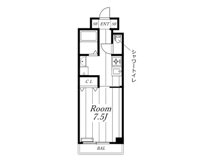 マルキース川名(1K/2階)の間取り写真