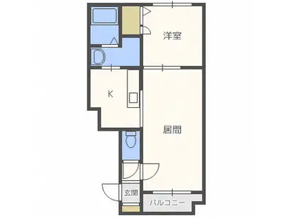 グランメール環状通東B(1LDK/3階)の間取り写真