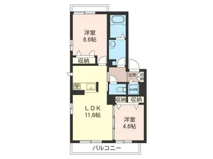スカイビレッジ(2LDK/3階)の間取り写真