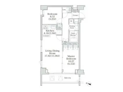 パークフラッツ市谷台町坂(2LDK/5階)の間取り写真