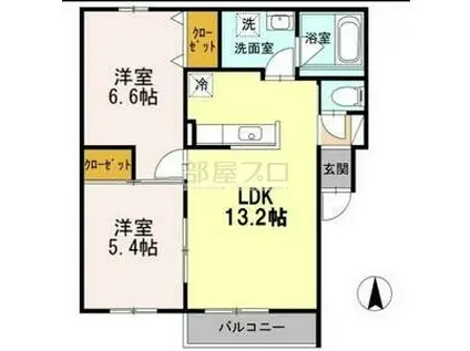 メイテルハイム平岸(2LDK/4階)の間取り写真