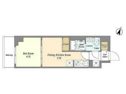 グランエール森下イースト(1DK/7階)の間取り写真