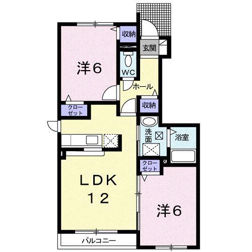 カームリーメムB(2LDK/1階)の間取り写真