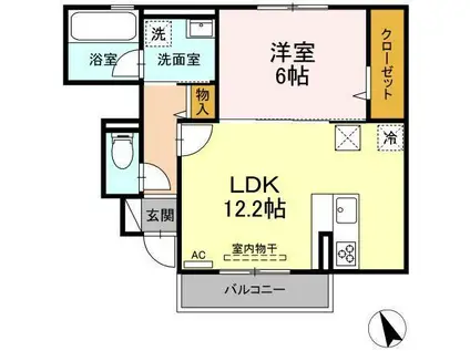 アヴニール西福原 II(1LDK/1階)の間取り写真