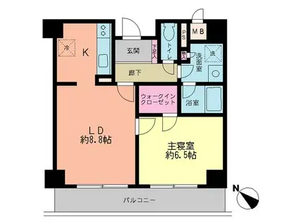 エステージ築地(1LDK/2階)の間取り写真