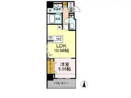 ポラリス菊川(1LDK/6階)の間取り写真